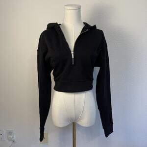 NWT Weworewhat x Revolve Half Zip Hoodie Black Womens Size Small